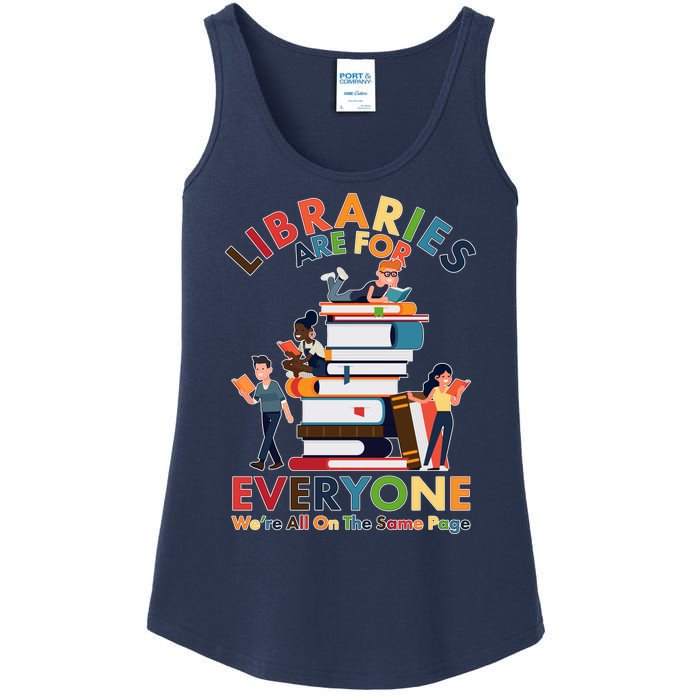 Libraries Are For Everyone Were All One The Same Page Ladies Essential Tank