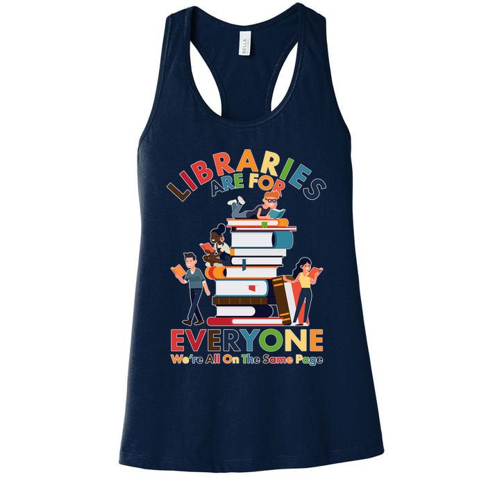 Libraries Are For Everyone Were All One The Same Page Womens Tank Top
