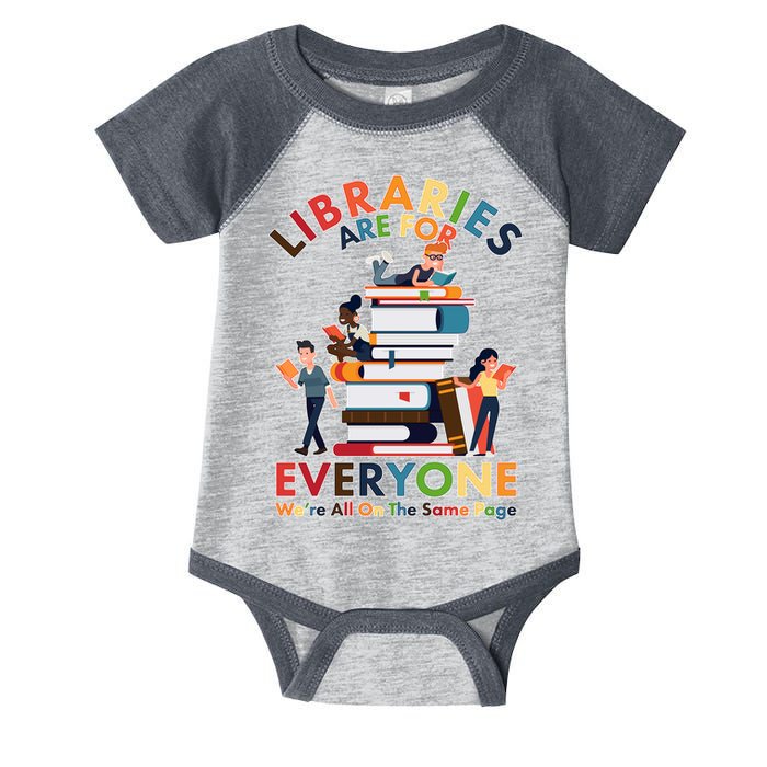 Libraries Are For Everyone Were All One The Same Page Infant Baby Jersey Bodysuit