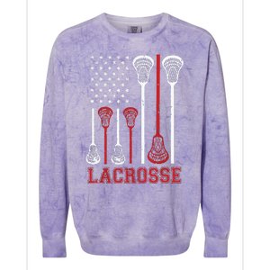 Lacrosse American Flag LAX Lacrosse Apparel Lacrosse Player Colorblast Crewneck Sweatshirt