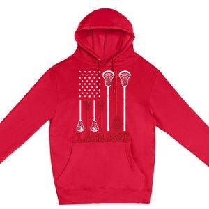 Lacrosse American Flag LAX Lacrosse Apparel Lacrosse Player Premium Pullover Hoodie