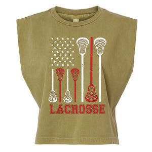 Lacrosse American Flag LAX Lacrosse Apparel Lacrosse Player Garment-Dyed Women's Muscle Tee