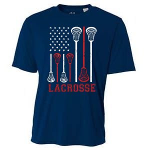 Lacrosse American Flag LAX Lacrosse Apparel Lacrosse Player Cooling Performance Crew T-Shirt