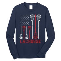 Lacrosse American Flag LAX Lacrosse Apparel Lacrosse Player Long Sleeve Shirt