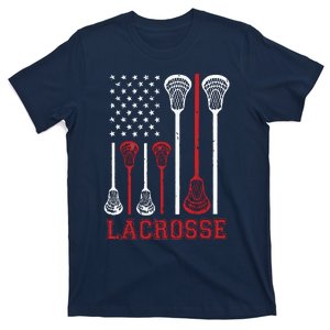 Lacrosse American Flag LAX Lacrosse Apparel Lacrosse Player T-Shirt