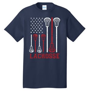 Lacrosse American Flag LAX Lacrosse Apparel Lacrosse Player Tall T-Shirt