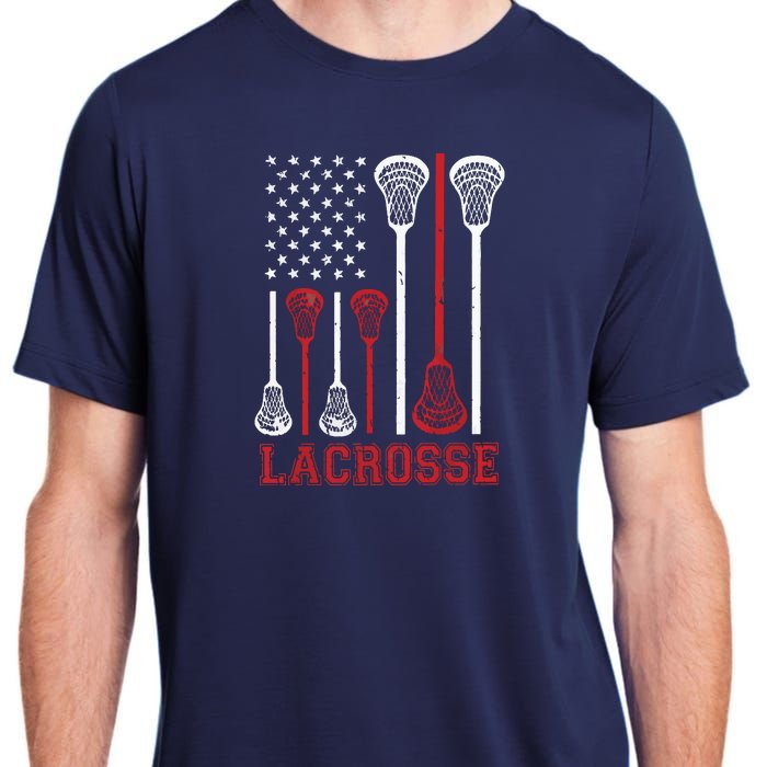 Lacrosse American Flag LAX Lacrosse Apparel Lacrosse Player Adult ChromaSoft Performance T-Shirt