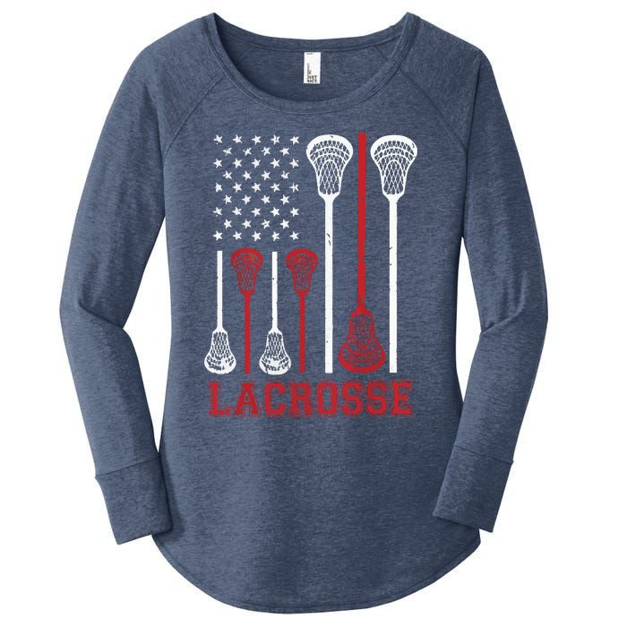 Lacrosse American Flag LAX Lacrosse Apparel Lacrosse Player Women's Perfect Tri Tunic Long Sleeve Shirt