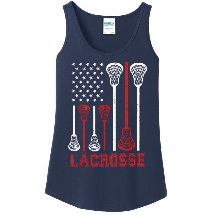 Lacrosse American Flag LAX Lacrosse Apparel Lacrosse Player Ladies Essential Tank