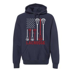 Lacrosse American Flag LAX Lacrosse Apparel Lacrosse Player Premium Hoodie