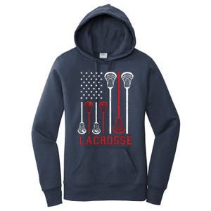 Lacrosse American Flag LAX Lacrosse Apparel Lacrosse Player Women's Pullover Hoodie