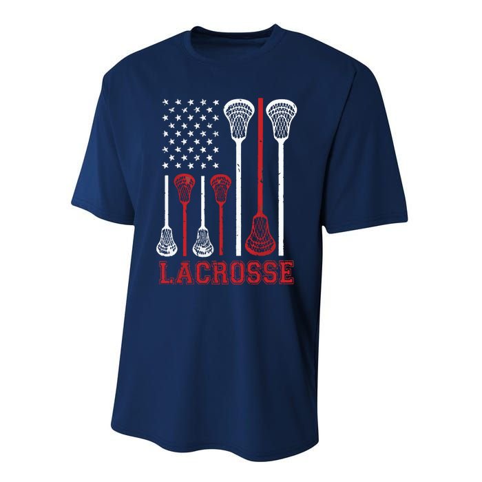 Lacrosse American Flag LAX Lacrosse Apparel Lacrosse Player Performance Sprint T-Shirt