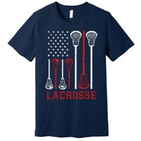 Lacrosse American Flag LAX Lacrosse Apparel Lacrosse Player Premium T-Shirt