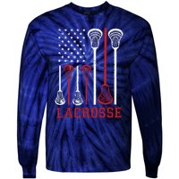 Lacrosse American Flag LAX Lacrosse Apparel Lacrosse Player Tie-Dye Long Sleeve Shirt