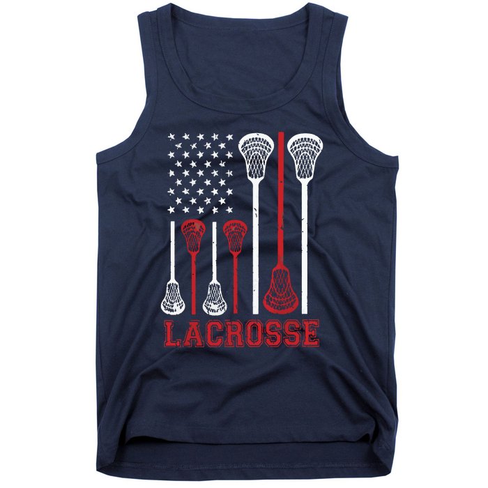 Lacrosse American Flag LAX Lacrosse Apparel Lacrosse Player Tank Top