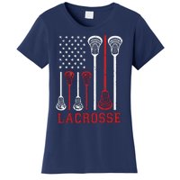 Lacrosse American Flag LAX Lacrosse Apparel Lacrosse Player Women's T-Shirt