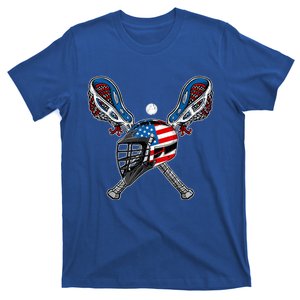 Lacrosse American Flag Lax Helmet Sticks 4th Of July Men T-Shirt