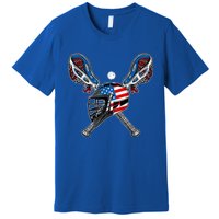 Lacrosse American Flag Lax Helmet Sticks 4th Of July Men Premium T-Shirt