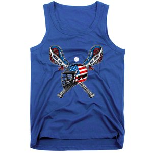 Lacrosse American Flag Lax Helmet Sticks 4th Of July Men Tank Top