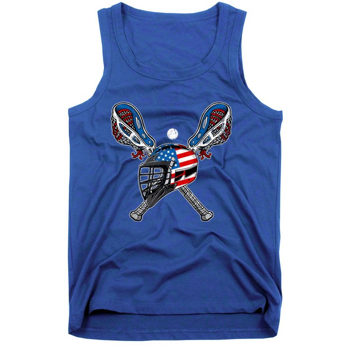 Lacrosse American Flag Lax Helmet Sticks 4th Of July Men Tank Top