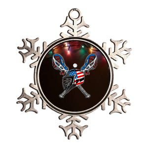 Lacrosse American Flag Lax Helmet Sticks 4th Of July Men Metallic Star Ornament