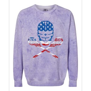 Lacrosse American Flag Lax Helmet Sticks Colorblast Crewneck Sweatshirt