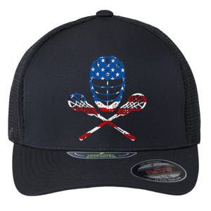 Lacrosse American Flag Lax Helmet Sticks Flexfit Unipanel Trucker Cap