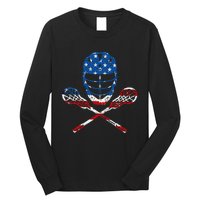 Lacrosse American Flag Lax Helmet Sticks Long Sleeve Shirt