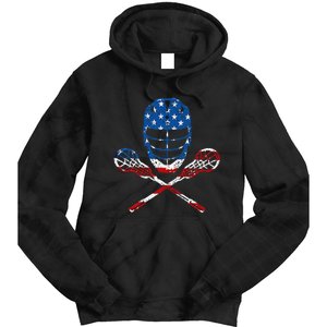 Lacrosse American Flag Lax Helmet Sticks Tie Dye Hoodie