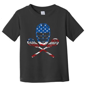 Lacrosse American Flag Lax Helmet Sticks Toddler T-Shirt