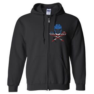 Lacrosse American Flag Lax Helmet Sticks Full Zip Hoodie