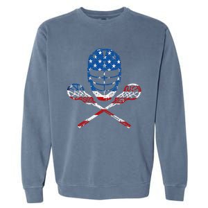 Lacrosse American Flag Lax Helmet Sticks Garment-Dyed Sweatshirt