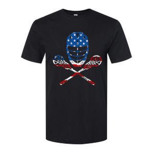 Lacrosse American Flag Lax Helmet Sticks Softstyle CVC T-Shirt