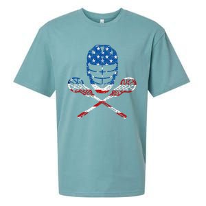 Lacrosse American Flag Lax Helmet Sticks Sueded Cloud Jersey T-Shirt