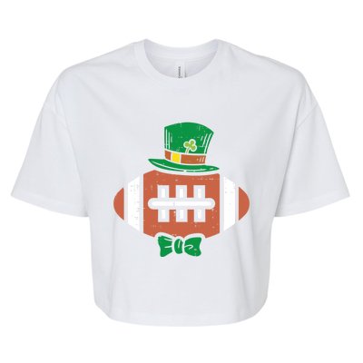 Leprechaun American Football St Patricks Day Sports Gift Cool Gift Bella+Canvas Jersey Crop Tee