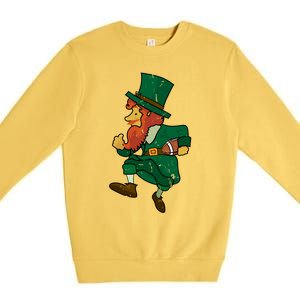 Leprechaun American Football St Patricks Day Sports Lover Gift Premium Crewneck Sweatshirt