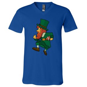 Leprechaun American Football St Patricks Day Sports Lover Gift V-Neck T-Shirt