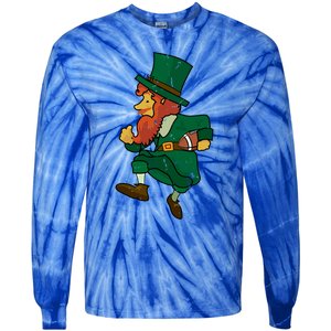 Leprechaun American Football St Patricks Day Sports Lover Gift Tie-Dye Long Sleeve Shirt