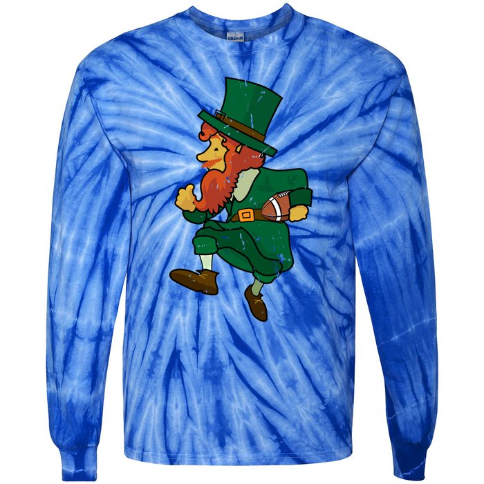 Leprechaun American Football St Patricks Day Sports Lover Gift Tie-Dye Long Sleeve Shirt