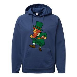 Leprechaun American Football St Patricks Day Sports Lover Gift Performance Fleece Hoodie