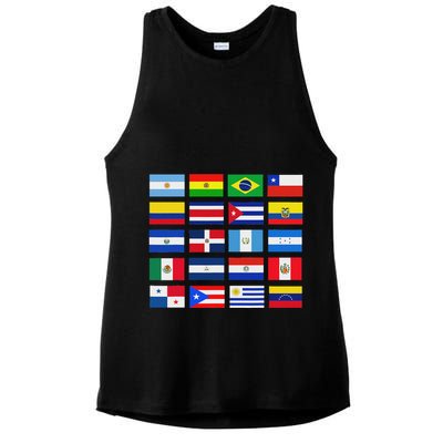 Latin American Flags Hispanic Heritage Month Ladies PosiCharge Tri-Blend Wicking Tank