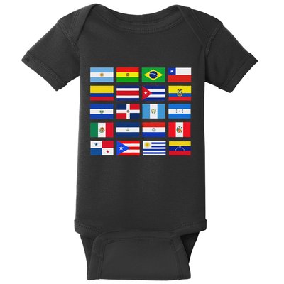 Latin American Flags Hispanic Heritage Month Baby Bodysuit