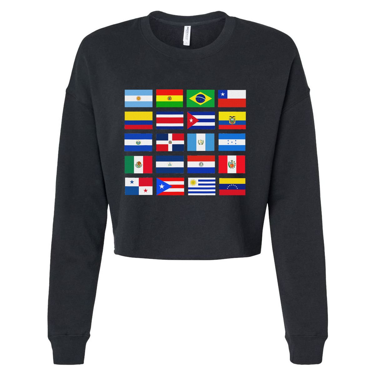 Latin American Flags Hispanic Heritage Month Cropped Pullover Crew