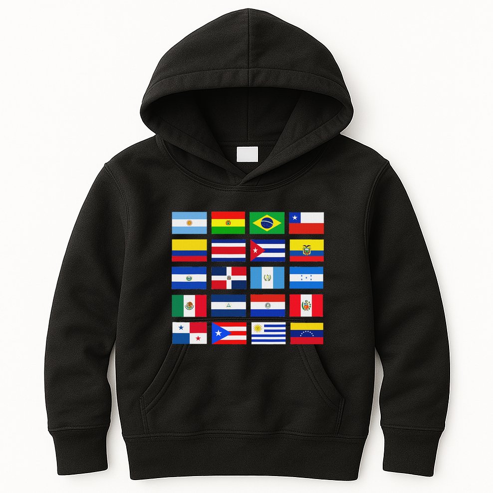 Latin American Flags Hispanic Heritage Month Kids Hoodie