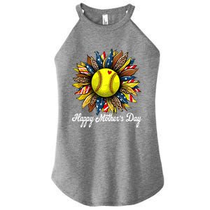 Leopard American Flag Baseball Mom Softball Mothers Day Great Gift Women's Perfect Tri Rocker Tank