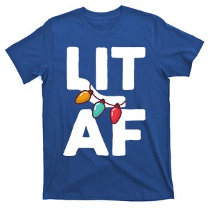 Lit Af Funny Christmas Ing Pun Xmas Party Graphic Cool Gift T-Shirt