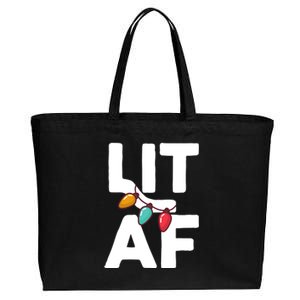 Lit Af Funny Christmas Ing Pun Xmas Party Graphic Cool Gift Cotton Canvas Jumbo Tote