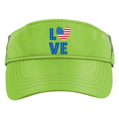 Love American Flag Heart 4th Of July Adult Drive Performance Visor