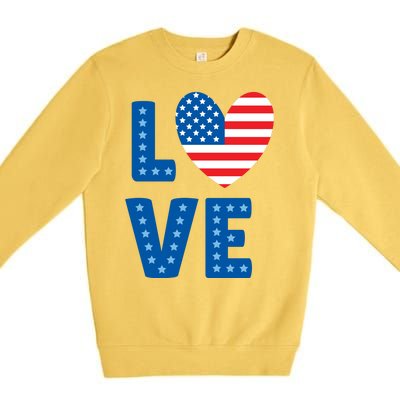 Love American Flag Heart 4th Of July Premium Crewneck Sweatshirt