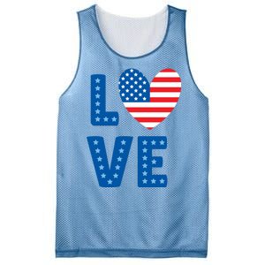 Love American Flag Heart 4th Of July Mesh Reversible Basketball Jersey Tank